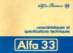 ALFA ROMEO 33 CARACTERISTIQUES ET SPECIFICATIONS TECHNIQUES
