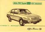 ALFA ROMEO 90 SUPER 2.5 6V INIEZIONE OWNER'S MANUAL