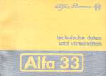 ALFA ROMEO ALFA 33 TECHNISCHE DATEN UND VORSCHRIFTEN