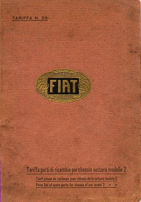 FIAT TARIFFA PARTI DI RICAMBIO PER CHASSIS VETTURA MODELLO 2