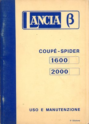 LANCIA BETA COUPE' SPIDER 1600 2000 USO E MANUTENZIONE (ORIGINALE)