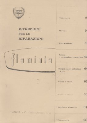 LANCIA FLAMINIA ISTRUZIONI PER LE RIPARAZIONI