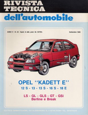 OPEL KADETT E 12 S - 13 - 13 S - 16 S - 18 E - LS - GL - GLS - GT - GSI BERLINE E BREAK