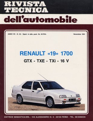 RENAULT 19 1700 GTX - TXE - TXI - 16 V