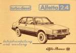 ALFA ROMEO ALFETTA 2.4 TURBO DIESEL BETRIEBSANLEITUNG UND WARTUNG