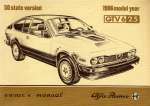 ALFA ROMEO GTV 6 2.5 OWNER'S MANUAL